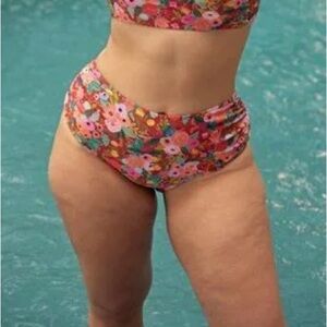 Summersalt x Rifle Paper Co. Garden Party Rust Ruched High Leg Bikini Bottom